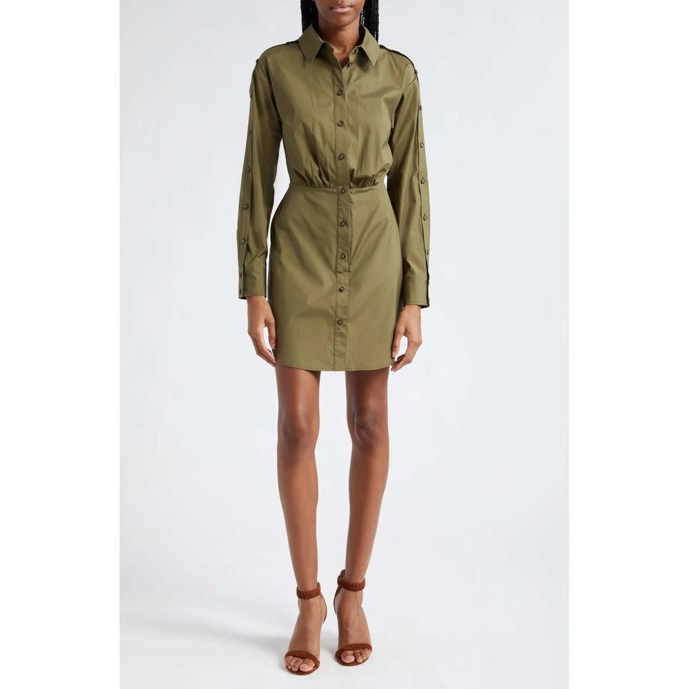 Veronica Beard NEW Rae Shirt Dress 14 Olive Safari Military Chic Equestrian City